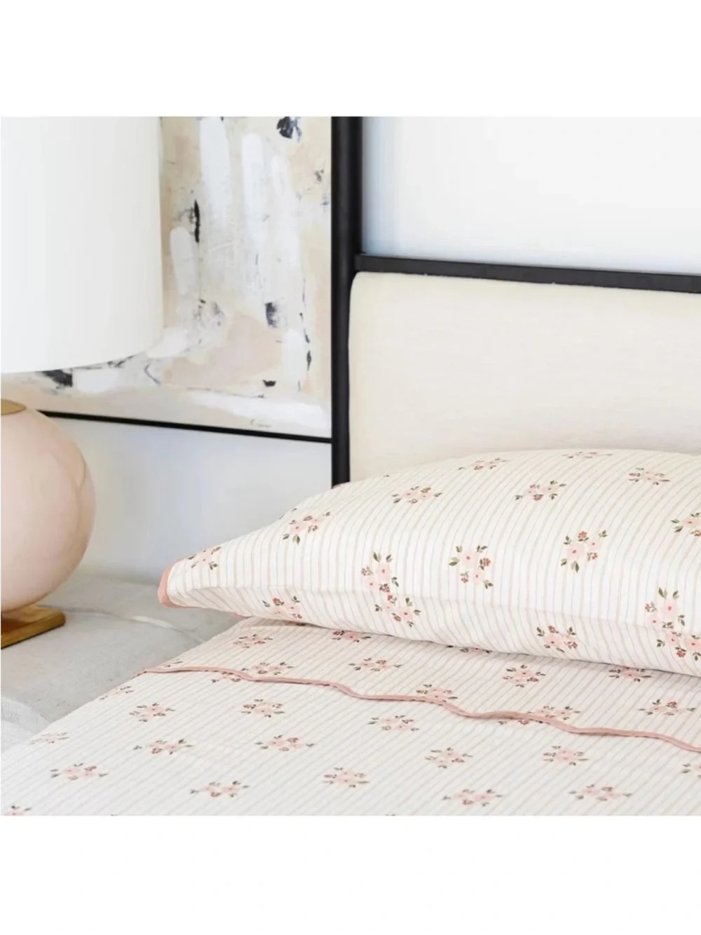 Gathre  Queen Scalloped Floral Sheet Set 100% Cotton